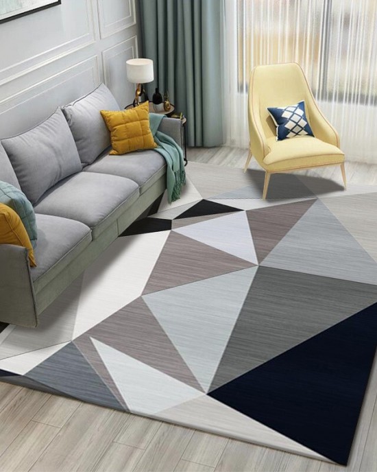 Nordic abstract geometric living room carpet with lines, coffee table and sofa blanket, decorative wall-to-wall bedroom carpet in stock.