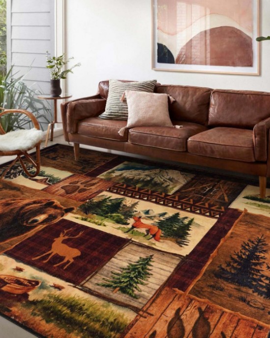 Cross-border American retro ethnic-style living room wall-to-wall carpet, non-slip and stain-resistant, bedroom, easy-care, bedside rug available for shipping