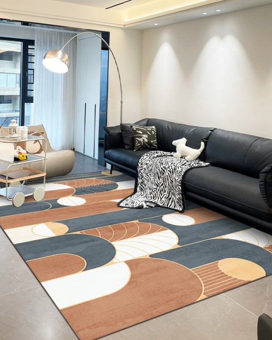 Nordic Simple living room carpet, modern sofa coffee table rug, printed wall-to-wall bedroom mat with stain-resistant design.