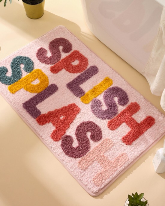 Cartoon wash time bathroom faux cashmere absorbent doormat, thick entryway doormat in stock.