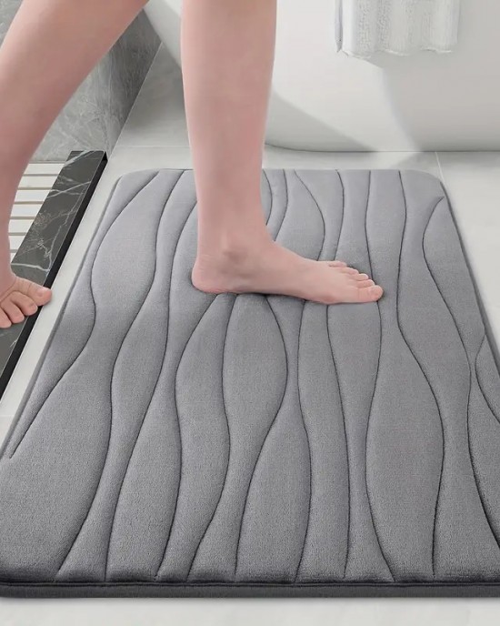 Wave-embossed coral fleece floor mats, absorbent bathroom doormats, wholesale Wave-embossed coral fleece floor mats, absorbent bathroom doormats, wholesale