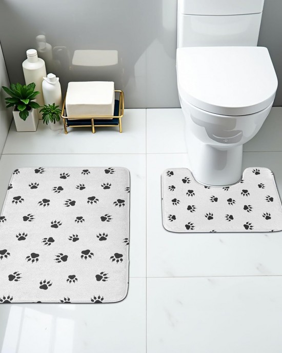 Cross-border modern minimalist diatom mud floor mat, absorbent and stain-resistant bathroom, U-shaped two-piece toilet mat set available for delivery.