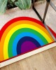 Cartoon rainbow semi-circular floor mats for home entrance doormats, stain-resistant, non-slip bathroom doormats
