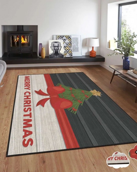 TEMU cross-border Christmas-style carpet for the living room, durable and stain-resistant, coffee table rug, bedroom, non-slip cooling rug.