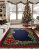 TEMU cross-border Christmas-style carpet for the living room, durable and stain-resistant, coffee table rug, bedroom, non-slip cooling rug.