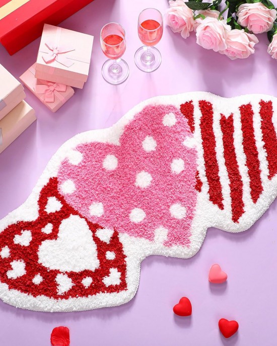 Cross-border Valentine's Day shaped faux cashmere floor mat, non-slip entrance bathroom doormat, easy-care bathroom doormat. Cross-border Valentine's Day shaped faux cashmere floor mat, non-slip entrance bathroom doormat, easy-care bathroom doormat.