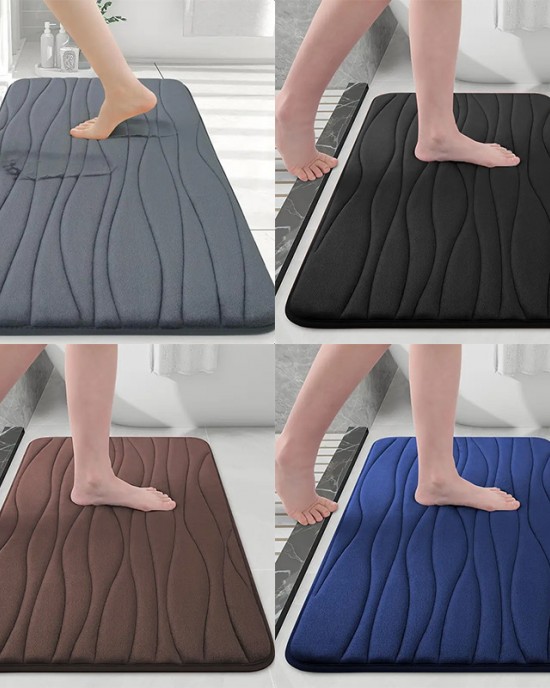 Wave-embossed coral fleece floor mats, absorbent bathroom doormats, wholesale Wave-embossed coral fleece floor mats, absorbent bathroom doormats, wholesale