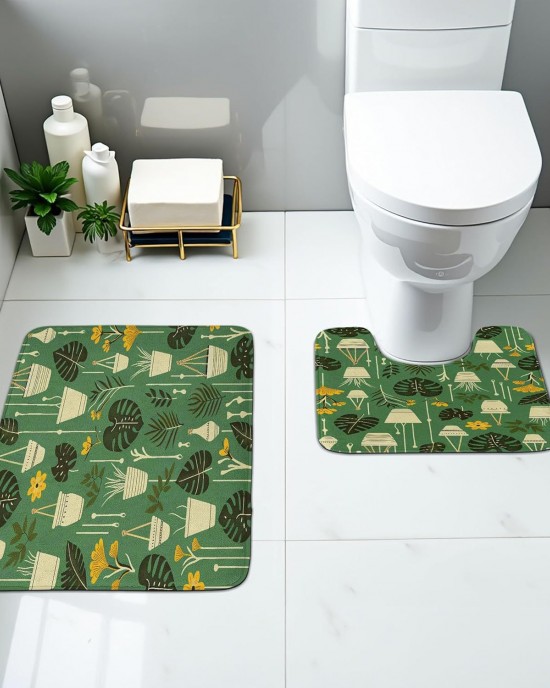 Cross-border modern minimalist diatom mud floor mat, absorbent and stain-resistant bathroom, U-shaped two-piece toilet mat set available for delivery.