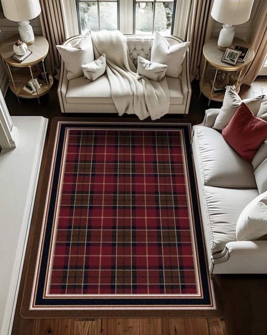 TEMU cross-border Christmas-style carpet for the living room, durable and stain-resistant, coffee table rug, bedroom, non-slip cooling rug.