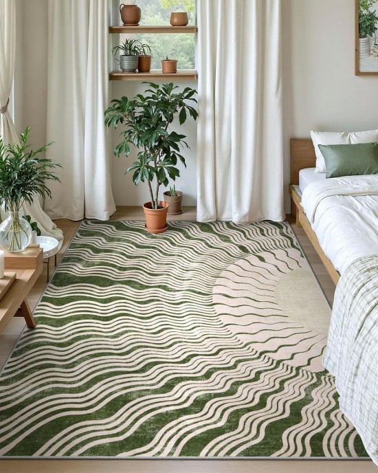 Simple line faux cashmere sun pattern bedroom decorative carpet, bedside rug, non-slip living room thickened carpet in stock.