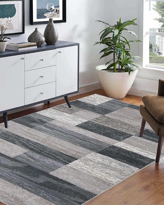 Simple and creative Geometric print carpet, non-slip, stain-resistant, and easy-care carpet for the living room.
