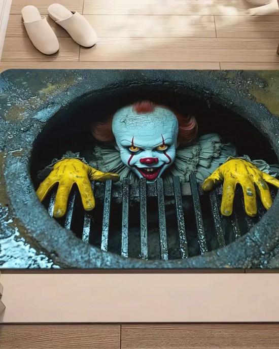 Cross-border Amazon TEMU Halloween clown series floor mat, wear-resistant, stain-resistant, and easy-care doormat for the entryway.