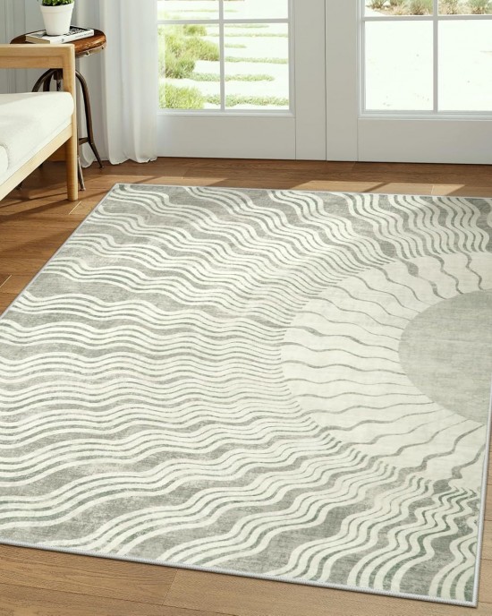 Simple line faux cashmere sun pattern bedroom decorative carpet, bedside rug, non-slip living room thickened carpet in stock.