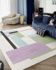 Modern geometric living room carpet, 3D printed sofa coffee table rug, horizontal wall-to-wall living room floor mat.