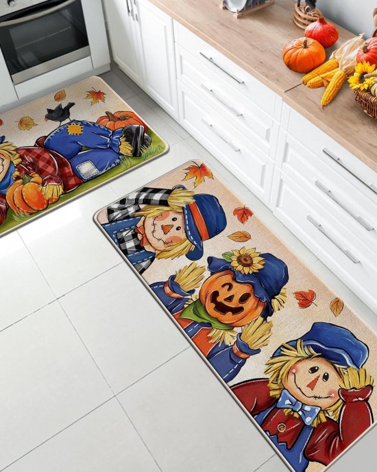 TEMU cross-border autumn pumpkin long kitchen mat, absorbent, stain-resistant, easy-to-care two-piece foot mat set available for delivery. TEMU cross-border autumn pumpkin long kitchen mat, absorbent, stain-resistant, easy-to-care two-piece foot mat set available for delivery.