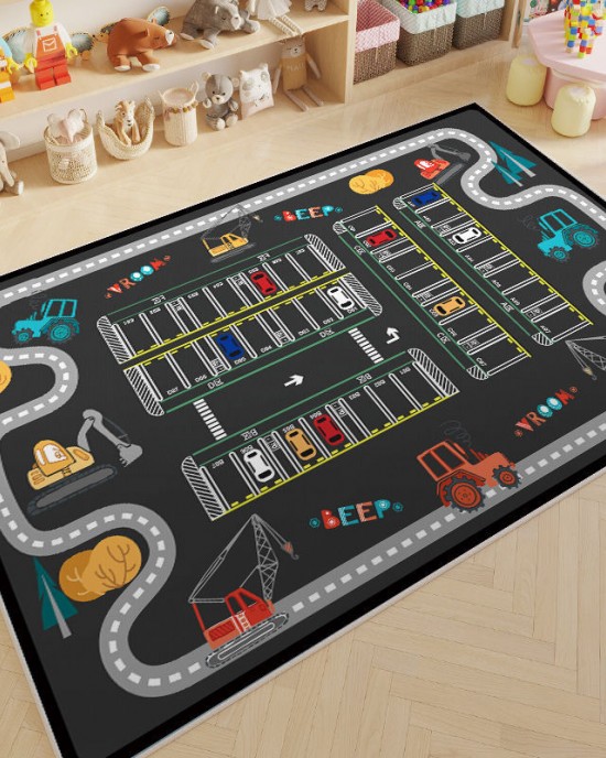 Cartoon children's parking lot patterned play rug, living room decorative rug, bedroom bedside blanket, in stock for dropshipping