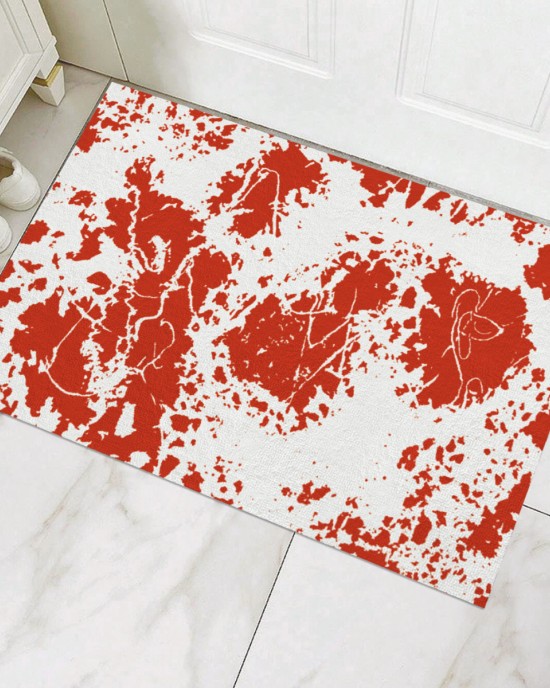 Factory direct cross-border Halloween bloody footprint crystal velvet floor mat, stain-resistant, wear-resistant doormat for bathroom. Slip mats