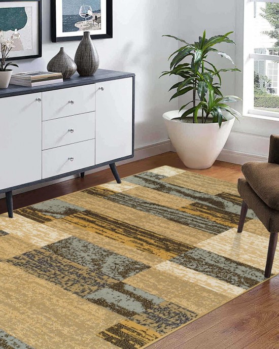 Simple and creative Geometric print carpet, non-slip, stain-resistant, and easy-care carpet for the living room.