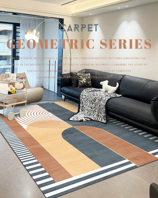 Nordic Simple living room carpet, modern sofa coffee table rug, printed wall-to-wall bedroom mat with stain-resistant design.