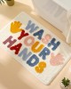 Cartoon wash time bathroom faux cashmere absorbent doormat, thick entryway doormat in stock.
