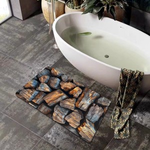 Cross-border retro imitation wood grain diatom mud floor mat for bathroom shower, non-slip, absorbent, and dirt-resistant entrance mat