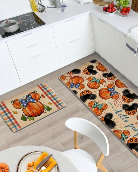 TEMU cross-border autumn pumpkin long kitchen mat, absorbent, stain-resistant, easy-to-care two-piece foot mat set available for delivery. TEMU cross-border autumn pumpkin long kitchen mat, absorbent, stain-resistant, easy-to-care two-piece foot mat set available for delivery.