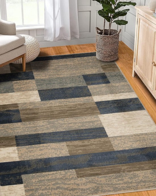 Simple and creative Geometric print carpet, non-slip, stain-resistant, and easy-care carpet for the living room.