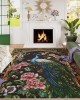 Amazon's American peacock print decorative floor mats, durable and stain-resistant coffee table rugs for the living room, bedroom cooling mats.
