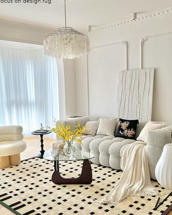 Wabi-sabi style living room rug, imitation cashmere non-slip carpet, luxurious large-area, full-coverage home bedroom bedside rug Wabi-sabi style living room rug, imitation cashmere non-slip carpet, luxurious large-area, full-coverage home bedroom bedside rug