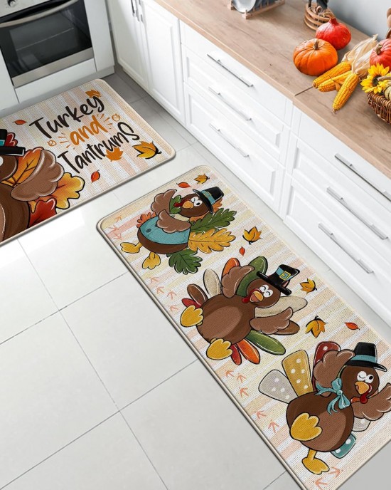 TEMU cross-border autumn pumpkin long kitchen mat, absorbent, stain-resistant, easy-to-care two-piece foot mat set available for delivery. TEMU cross-border autumn pumpkin long kitchen mat, absorbent, stain-resistant, easy-to-care two-piece foot mat set available for delivery.