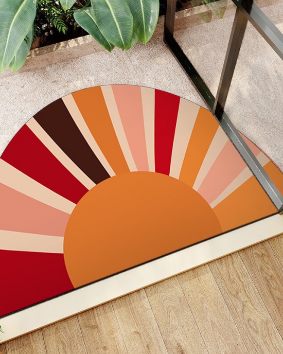 Cartoon rainbow semi-circular floor mats for home entrance doormats, stain-resistant, non-slip bathroom doormats